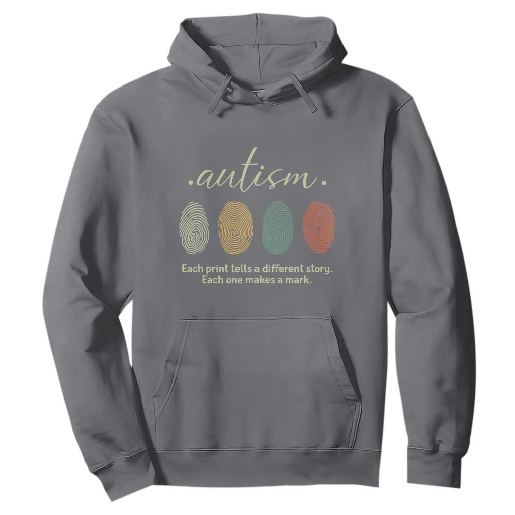 Retro Fingerprint Autism Support Hoodie Each Print Tells A Different Story