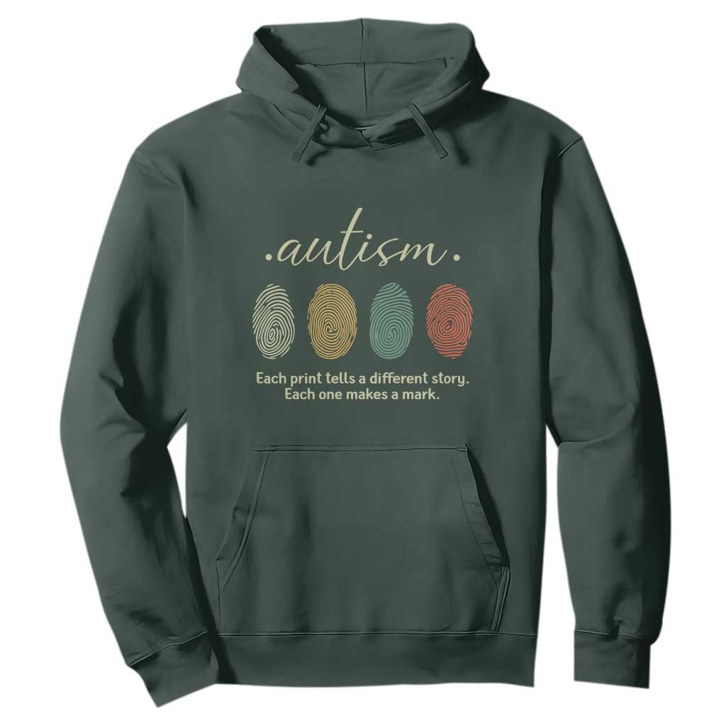 Retro Fingerprint Autism Support Hoodie Each Print Tells A Different Story