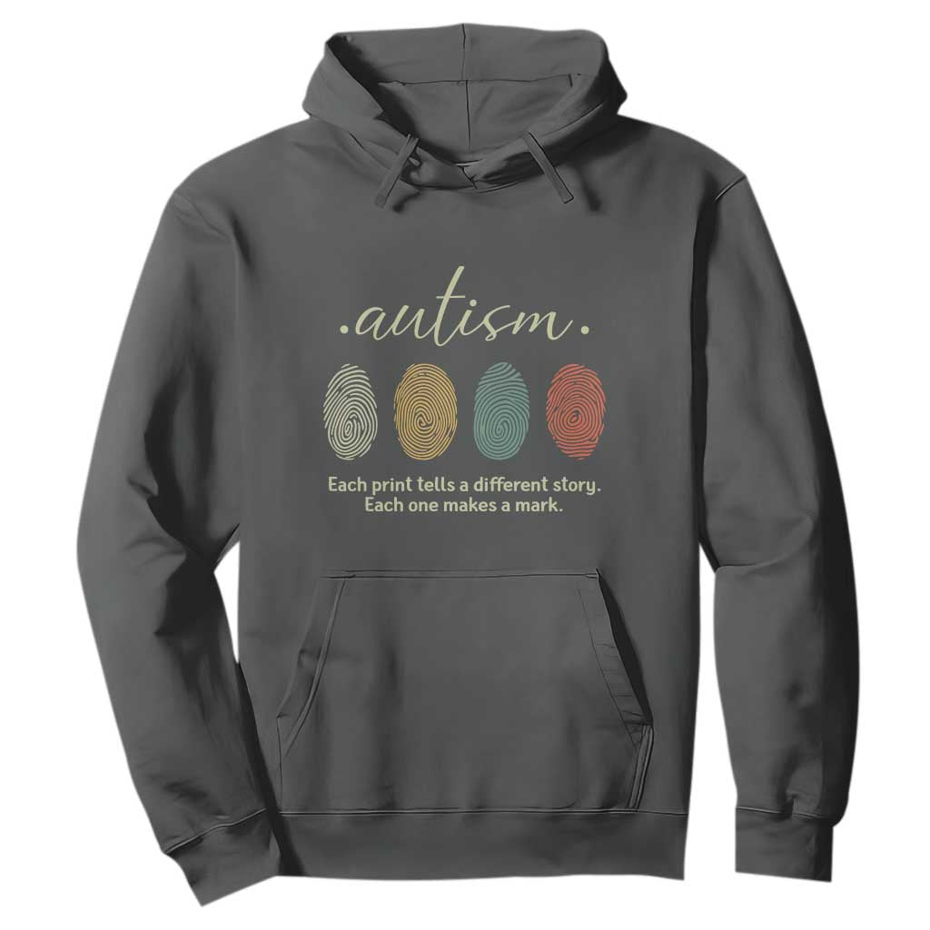 Retro Fingerprint Autism Support Hoodie Each Print Tells A Different Story