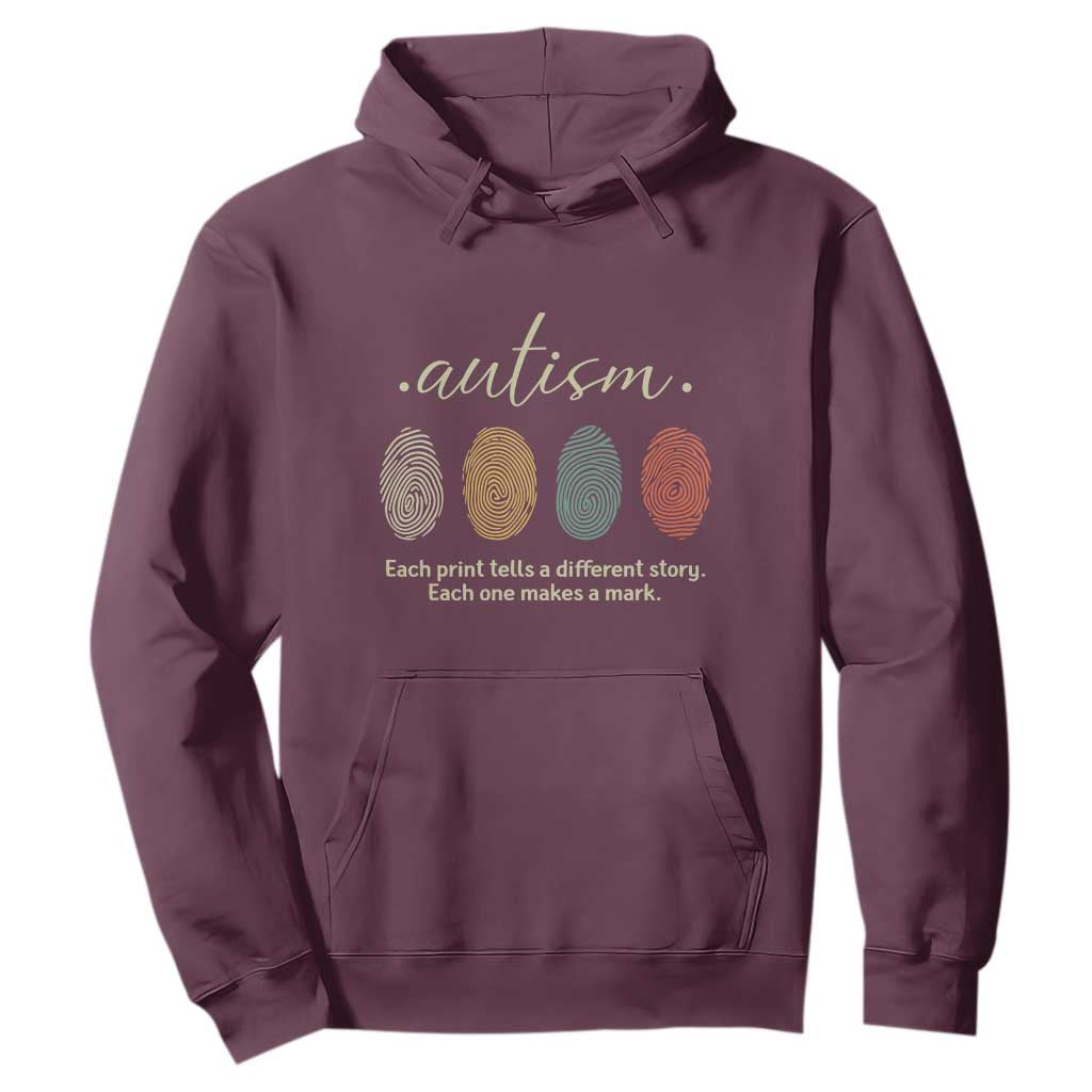 Retro Fingerprint Autism Support Hoodie Each Print Tells A Different Story