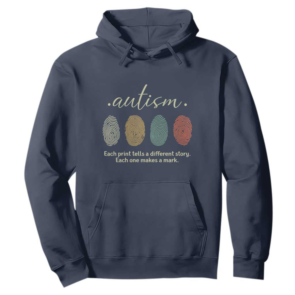Retro Fingerprint Autism Support Hoodie Each Print Tells A Different Story