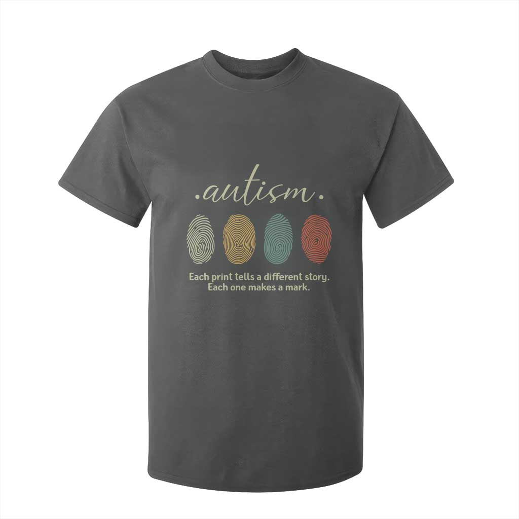 Retro Fingerprint Autism Support T Shirt For Kid Each Print Tells A Different Story