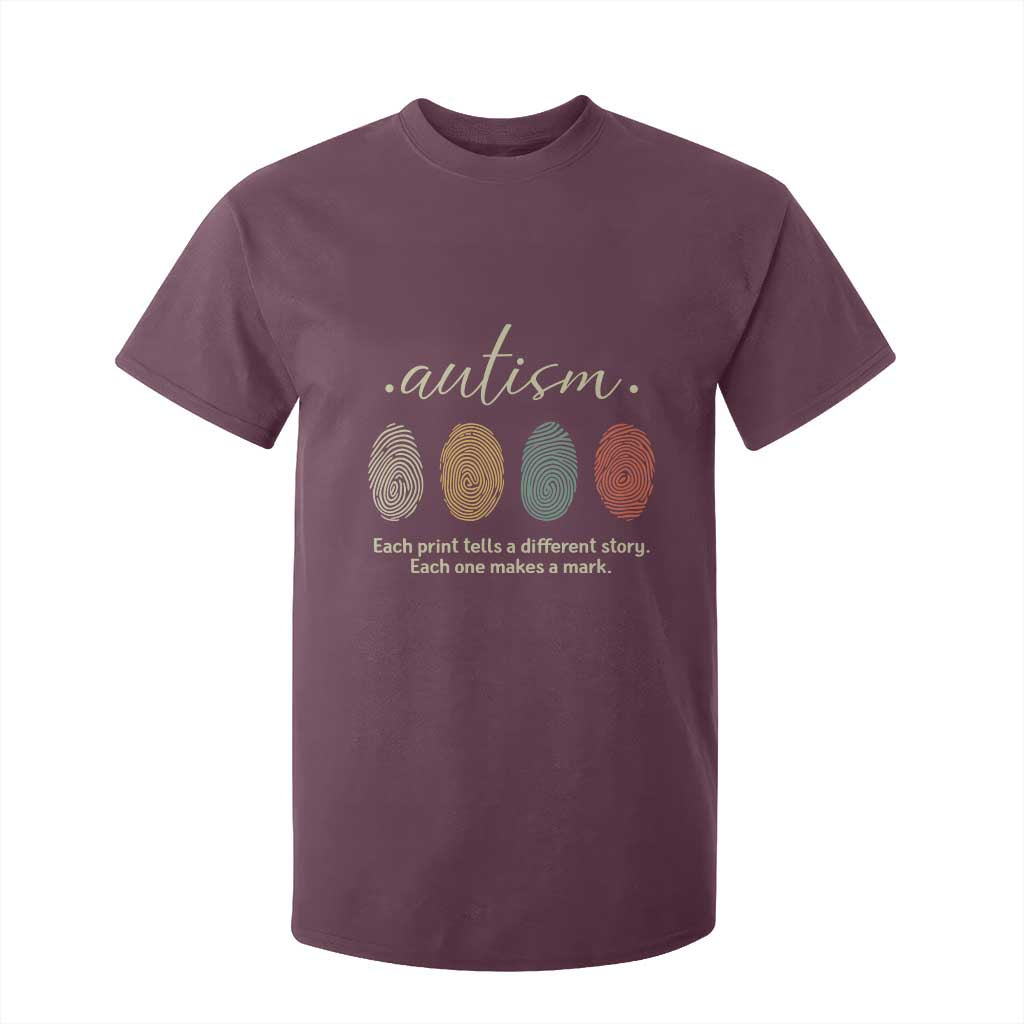Retro Fingerprint Autism Support T Shirt For Kid Each Print Tells A Different Story
