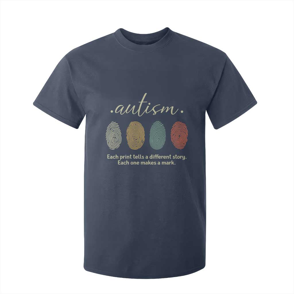 Retro Fingerprint Autism Support T Shirt For Kid Each Print Tells A Different Story