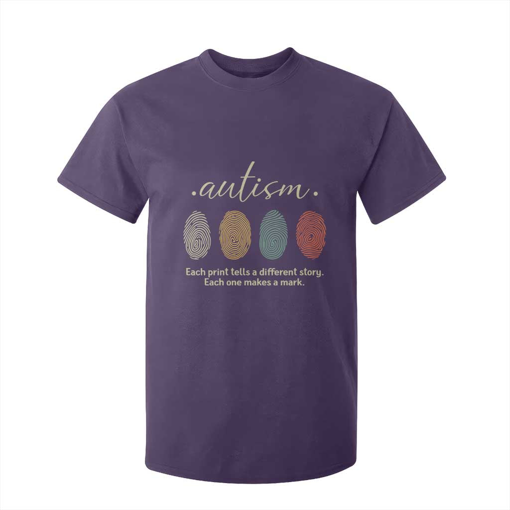 Retro Fingerprint Autism Support T Shirt For Kid Each Print Tells A Different Story