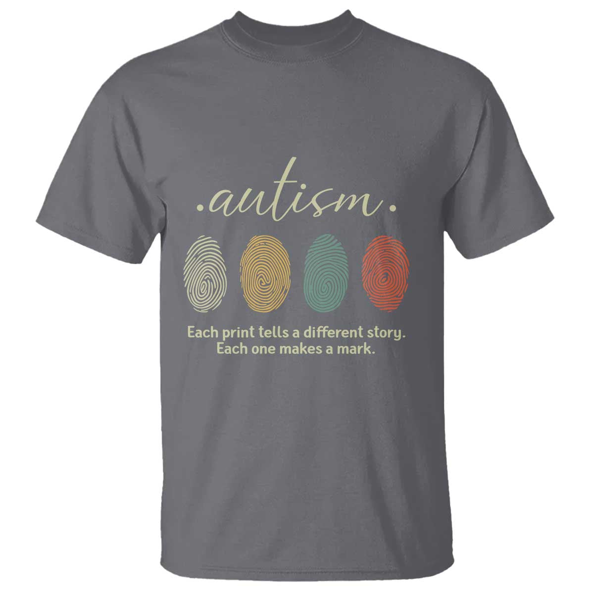 Retro Fingerprint Autism Support T Shirt Each Print Tells A Different Story