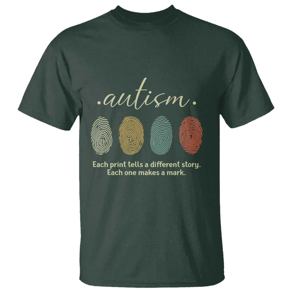 Retro Fingerprint Autism Support T Shirt Each Print Tells A Different Story