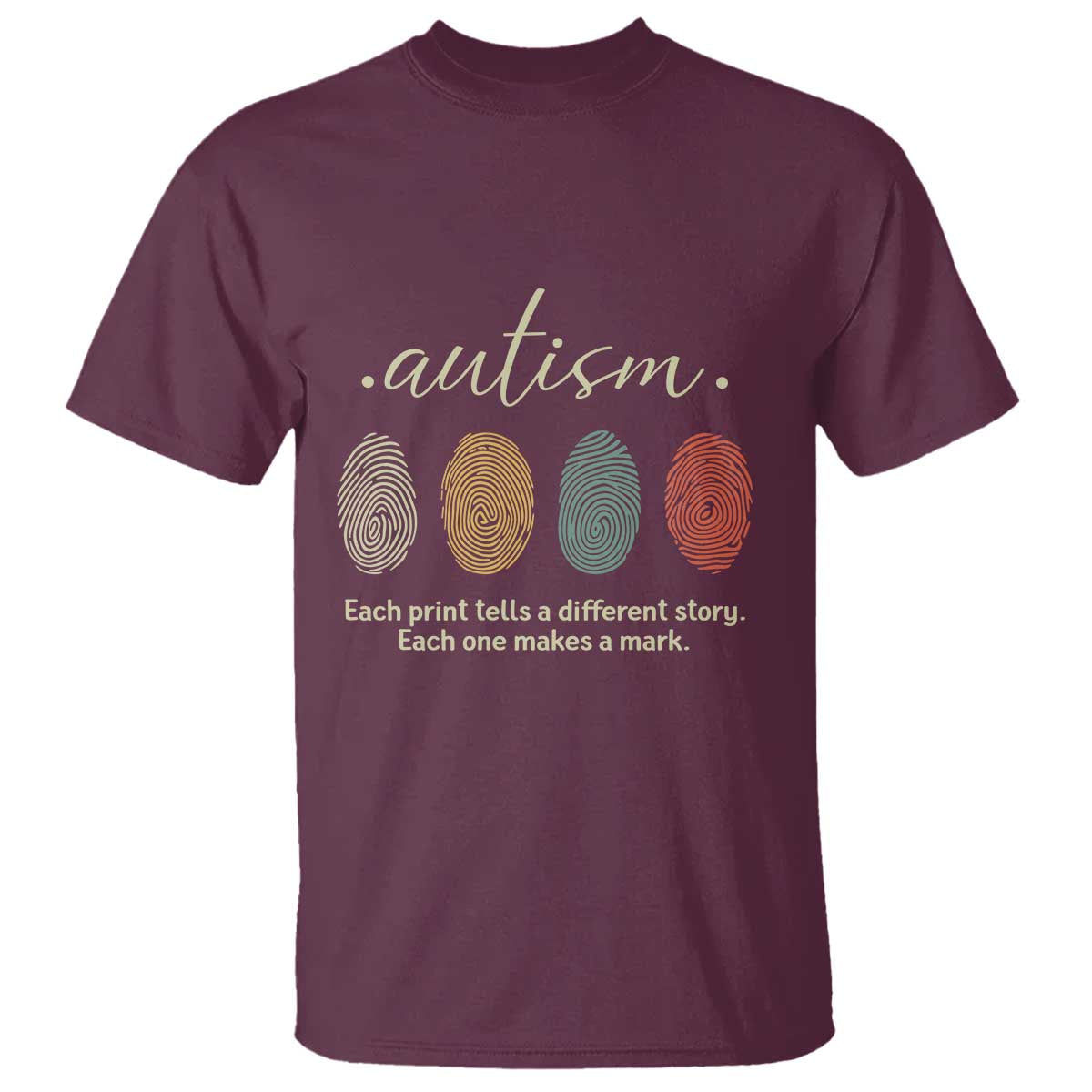 Retro Fingerprint Autism Support T Shirt Each Print Tells A Different Story