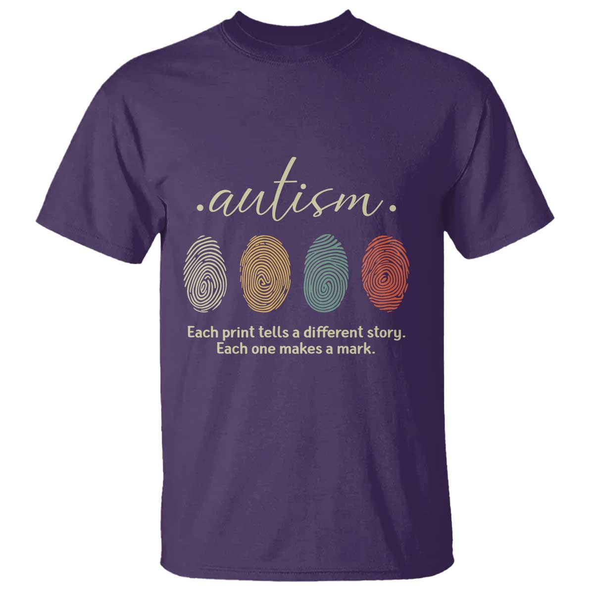 Retro Fingerprint Autism Support T Shirt Each Print Tells A Different Story