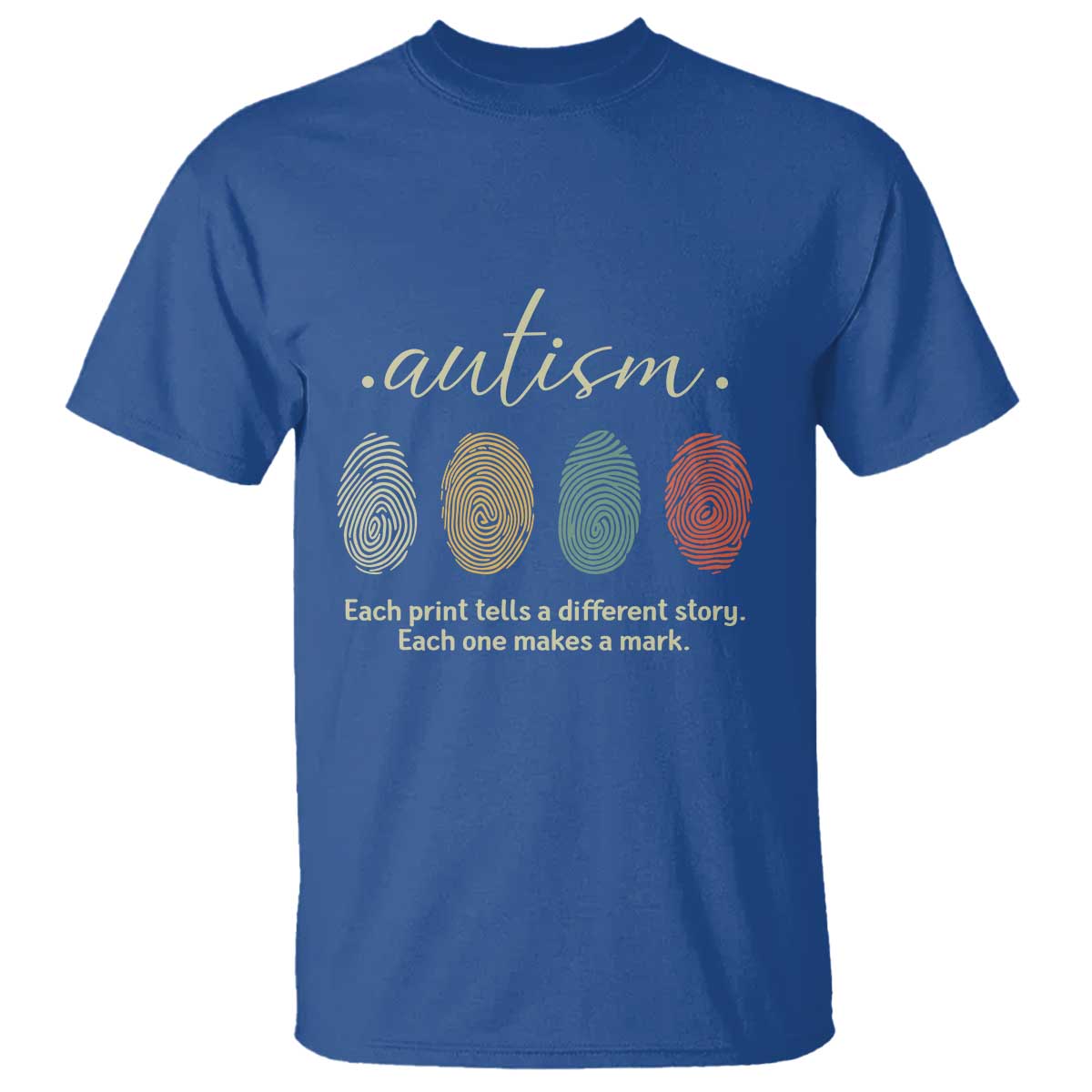 Retro Fingerprint Autism Support T Shirt Each Print Tells A Different Story