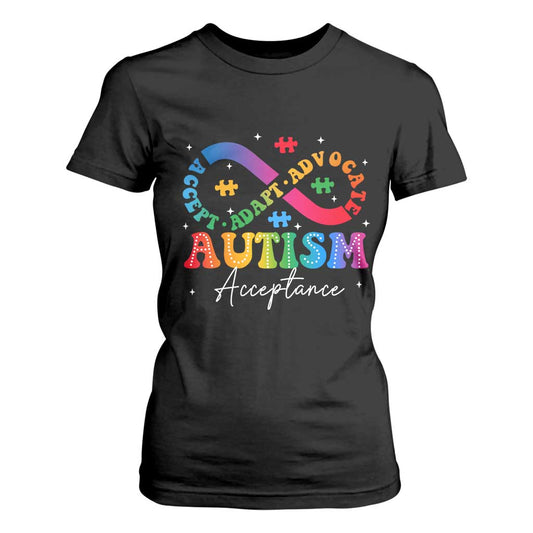 Autism Support Acceptance T Shirt For Women Infinity Symbol Neurodiversity