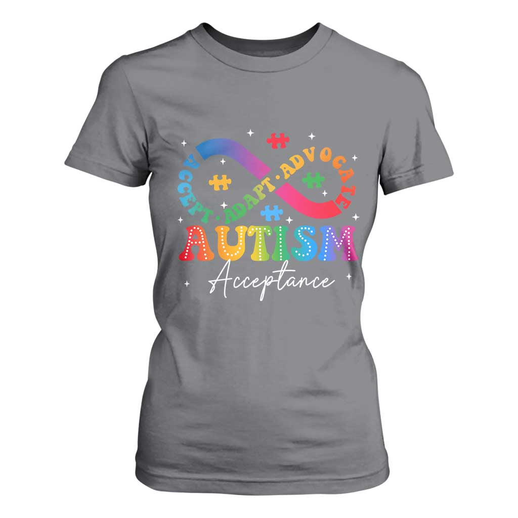 Autism Support Acceptance T Shirt For Women Infinity Symbol Neurodiversity