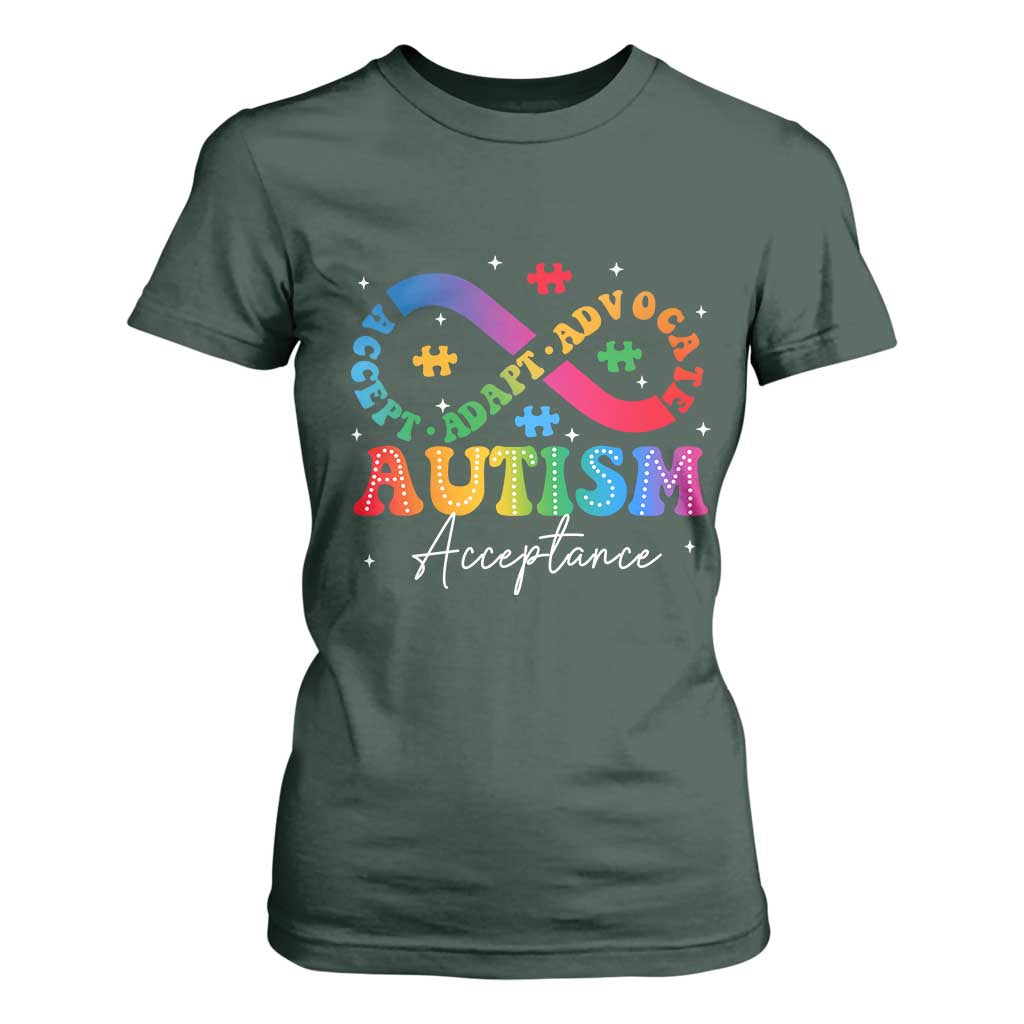 Autism Support Acceptance T Shirt For Women Infinity Symbol Neurodiversity