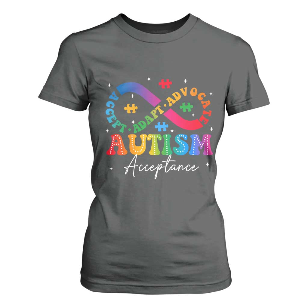 Autism Support Acceptance T Shirt For Women Infinity Symbol Neurodiversity