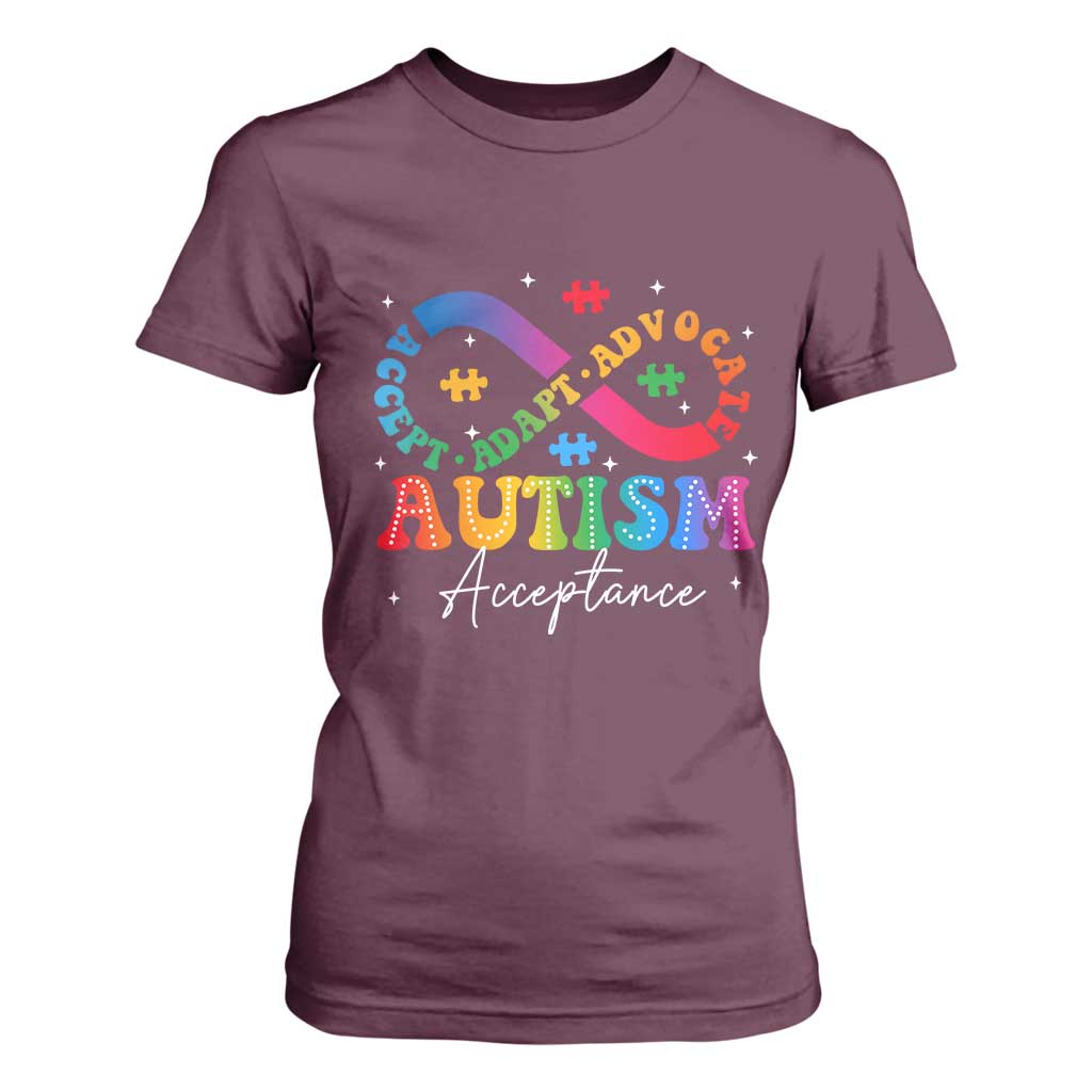 Autism Support Acceptance T Shirt For Women Infinity Symbol Neurodiversity