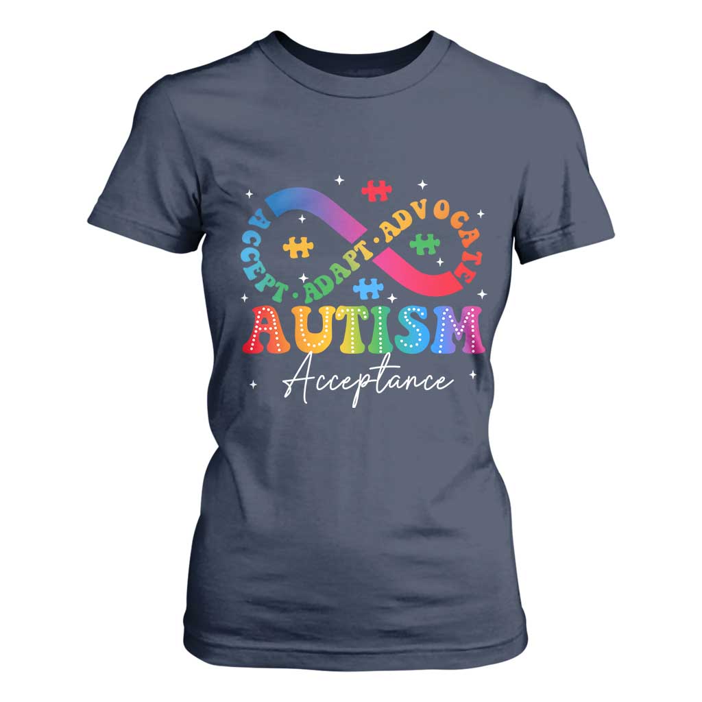 Autism Support Acceptance T Shirt For Women Infinity Symbol Neurodiversity