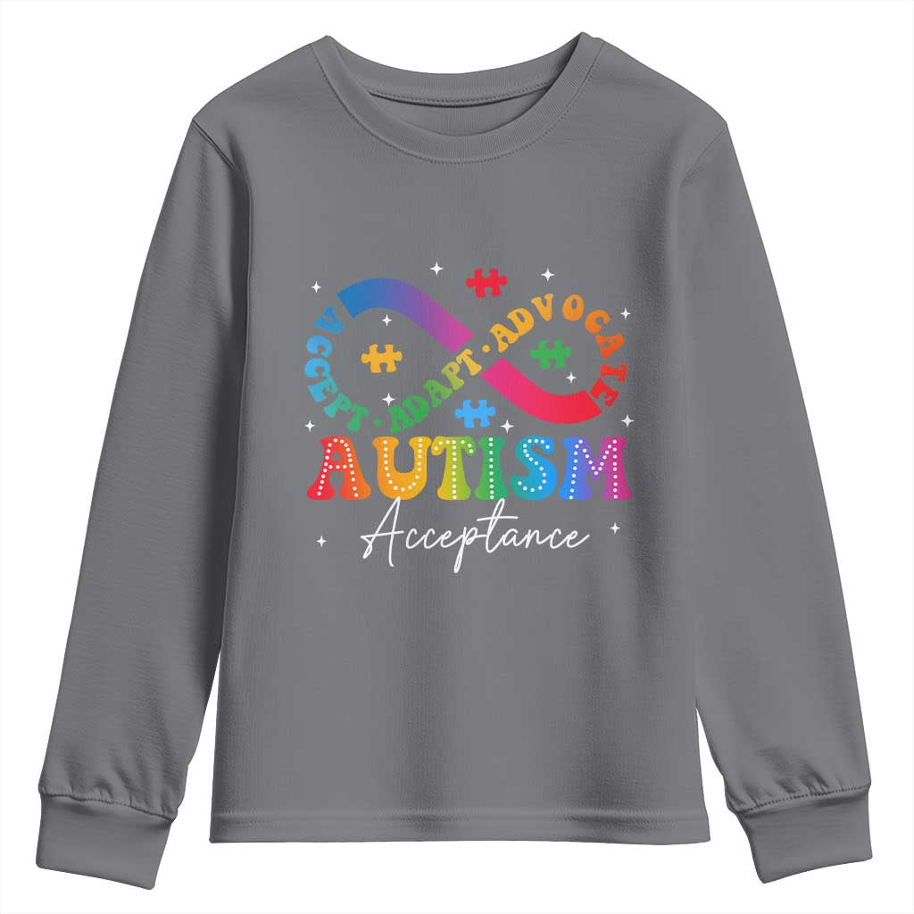 Autism Support Acceptance Youth Sweatshirt Infinity Symbol Neurodiversity