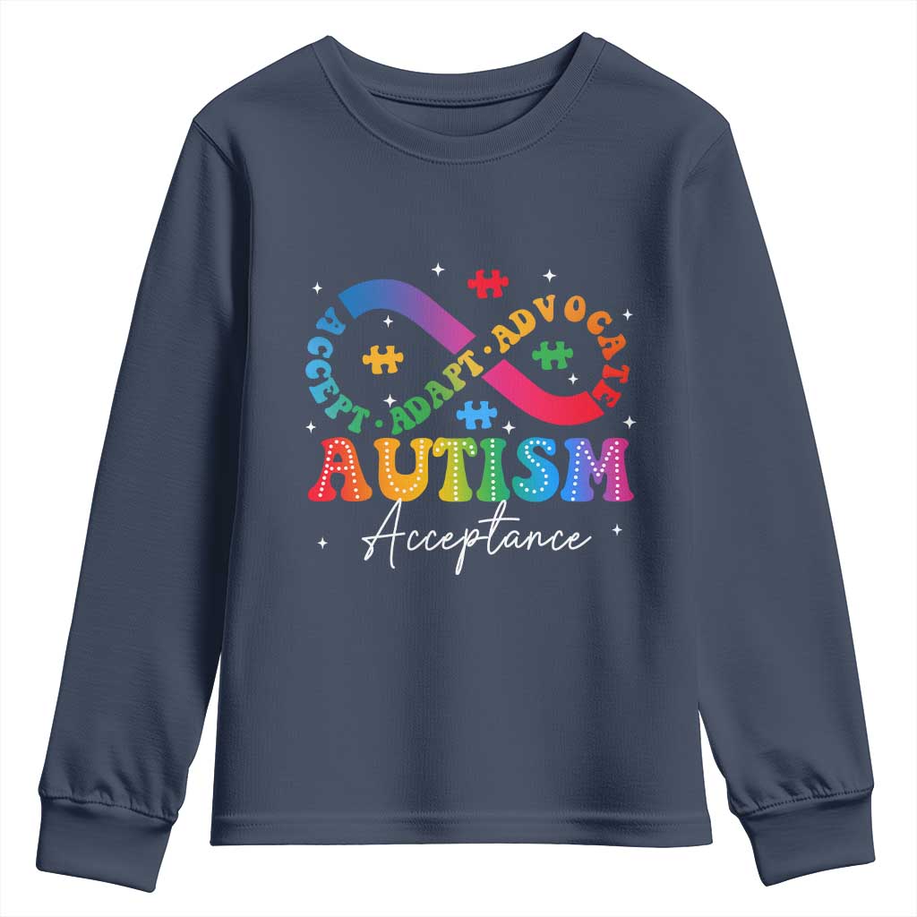 Autism Support Acceptance Youth Sweatshirt Infinity Symbol Neurodiversity