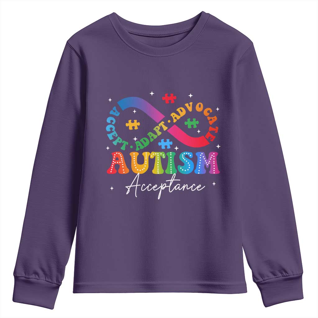 Autism Support Acceptance Youth Sweatshirt Infinity Symbol Neurodiversity