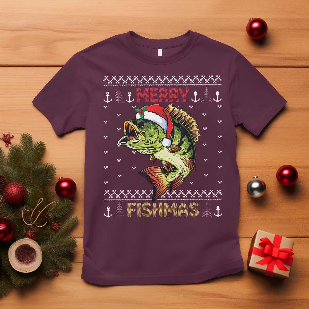 fishing-christmas-t-shirt-merry-fishmas-bass-fish-ugly-sweater