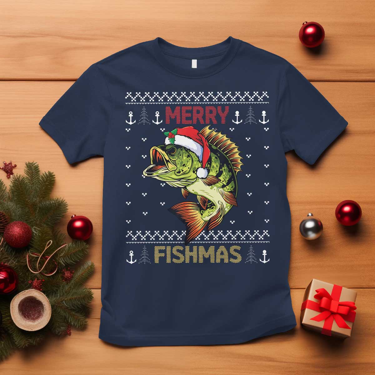 fishing-christmas-t-shirt-merry-fishmas-bass-fish-ugly-sweater