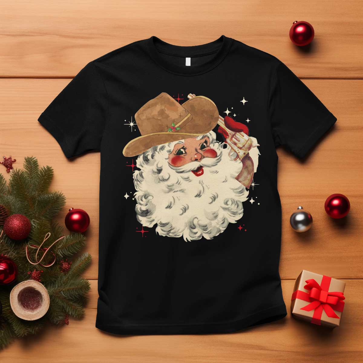 christmas-cowboy-t-shirt-santa-claus-merry-xmas-vintage-90s-western-country