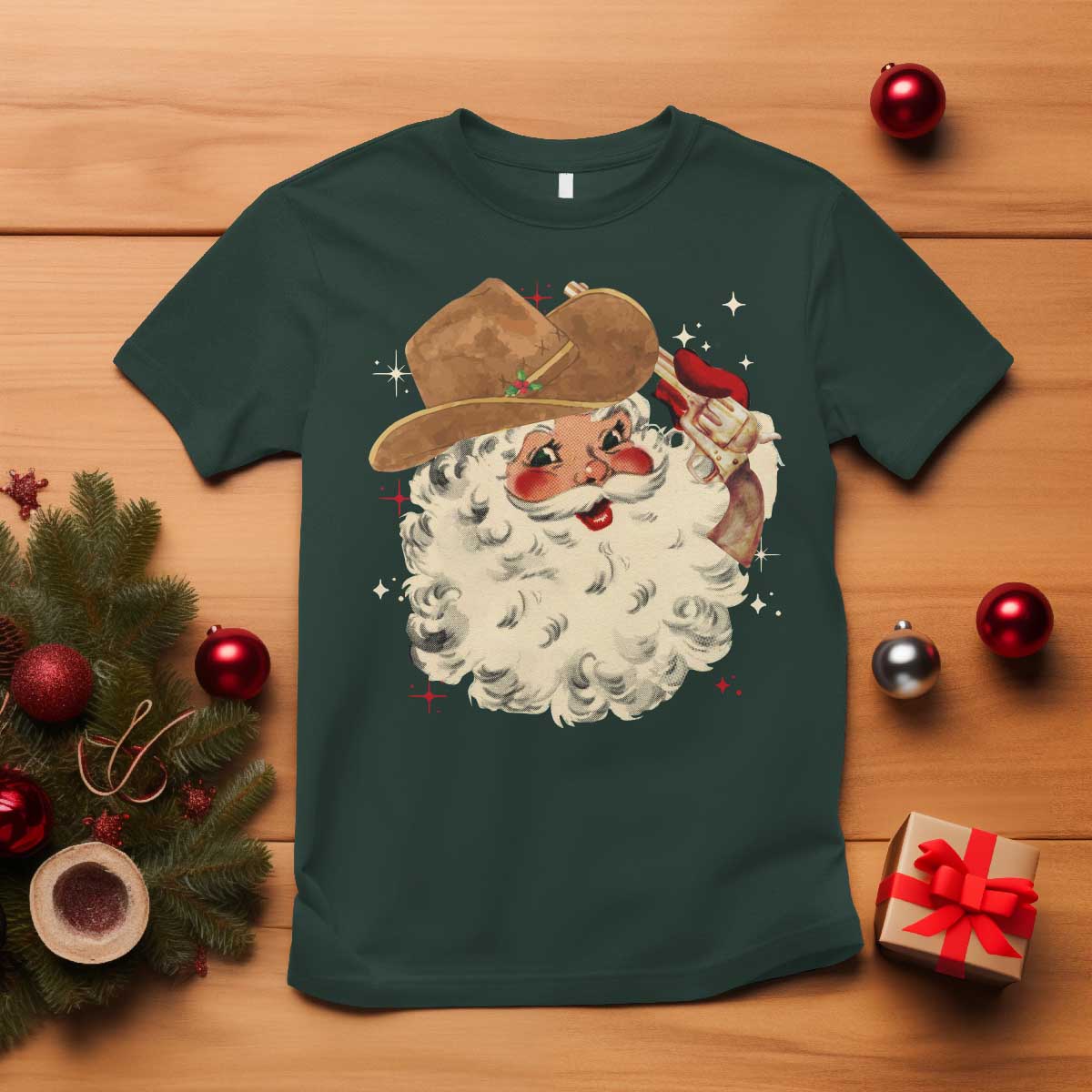christmas-cowboy-t-shirt-santa-claus-merry-xmas-vintage-90s-western-country