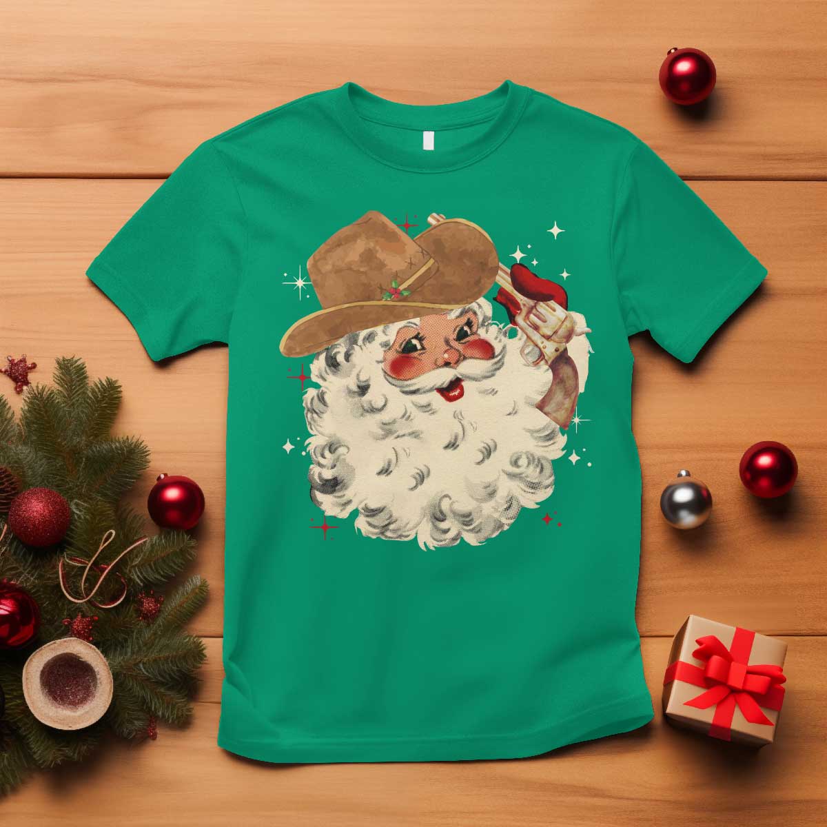 christmas-cowboy-t-shirt-santa-claus-merry-xmas-vintage-90s-western-country