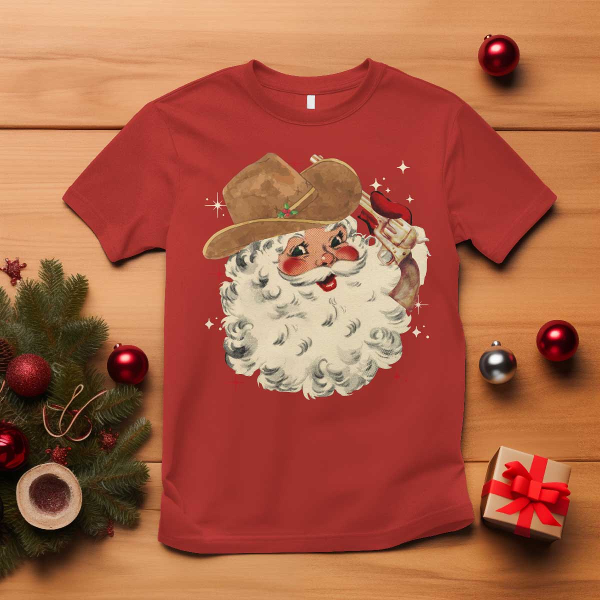 christmas-cowboy-t-shirt-santa-claus-merry-xmas-vintage-90s-western-country