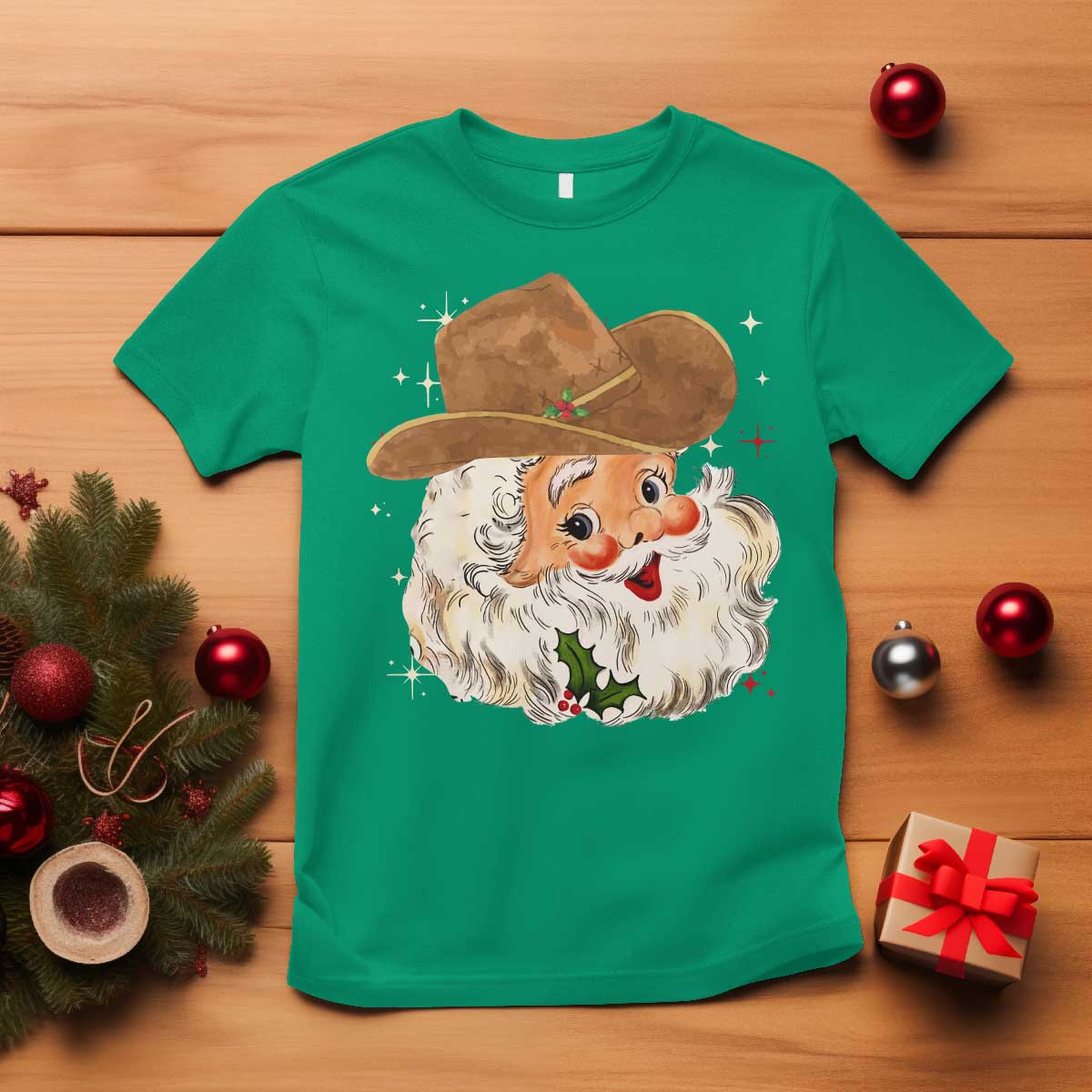 christmas-cowboy-t-shirt-santa-claus-vintage-90s-western-country-music-outfit