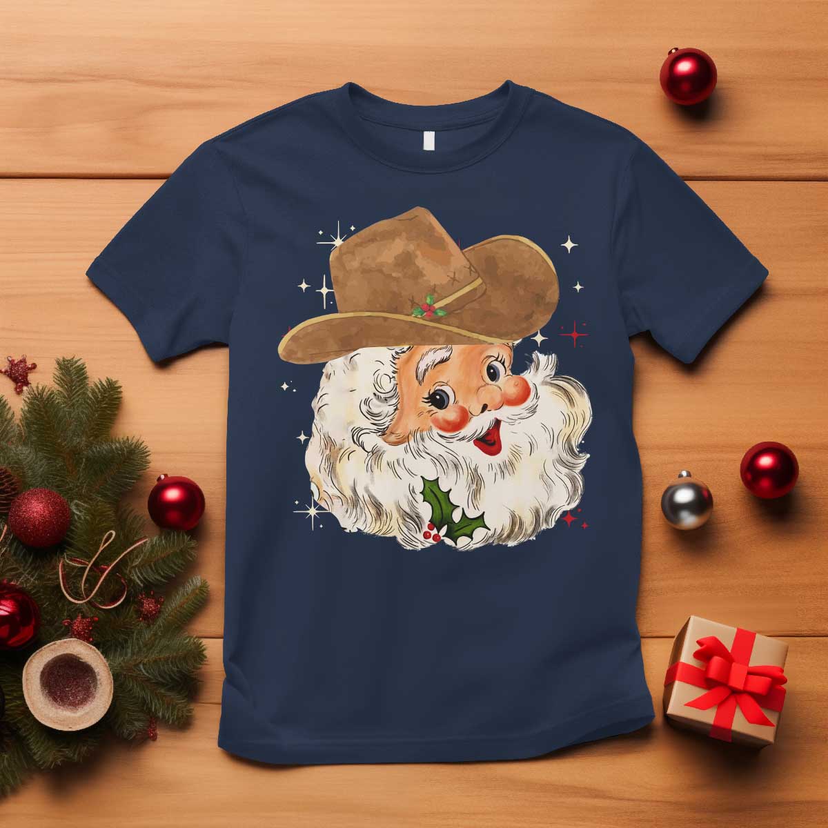 christmas-cowboy-t-shirt-santa-claus-vintage-90s-western-country-music-outfit