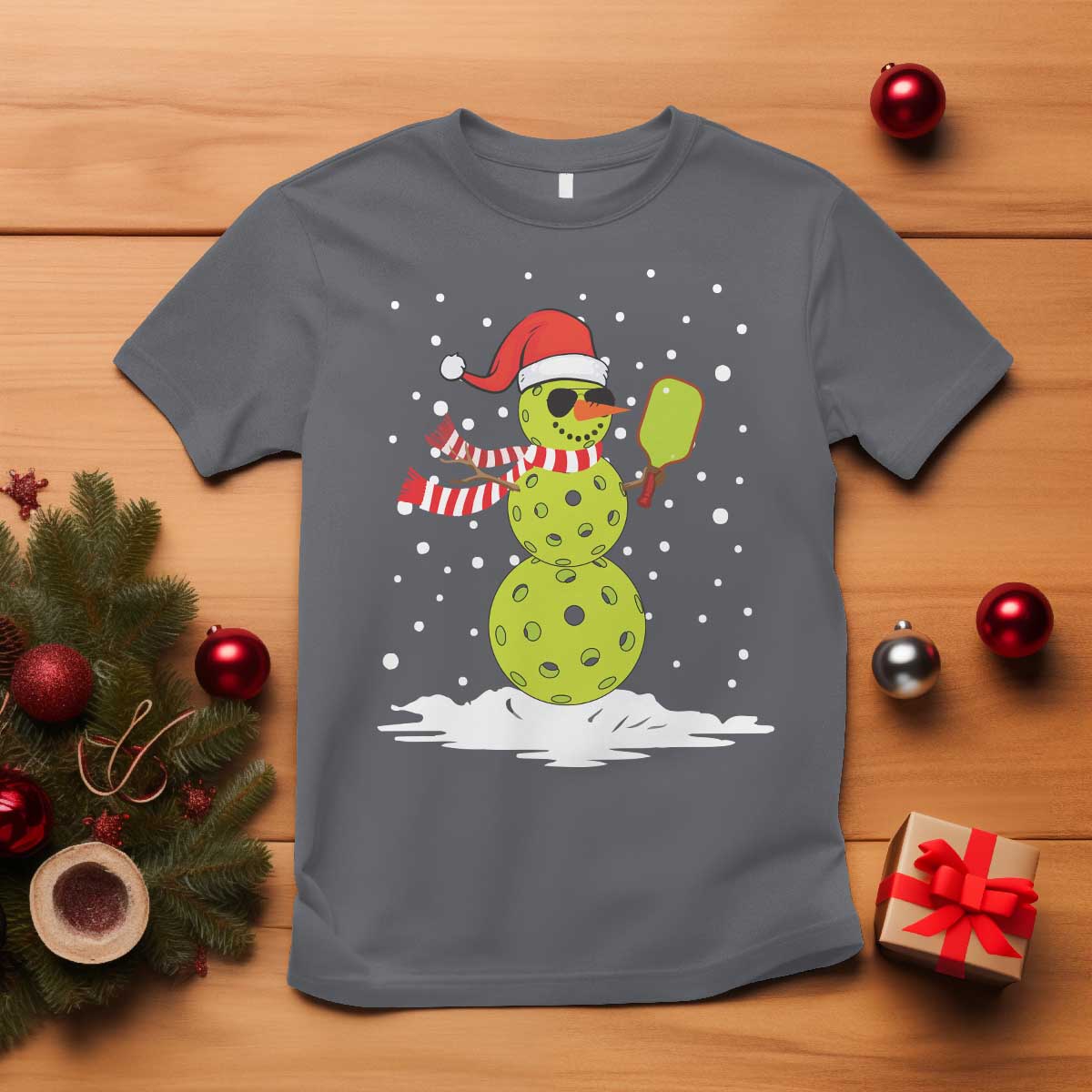 pickleball-christmas-t-shirt-santa-hat-snowman-xmas