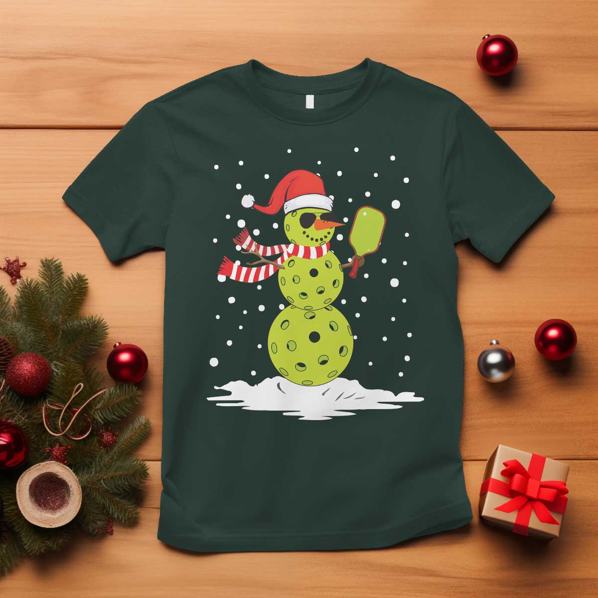 pickleball-christmas-t-shirt-santa-hat-snowman-xmas