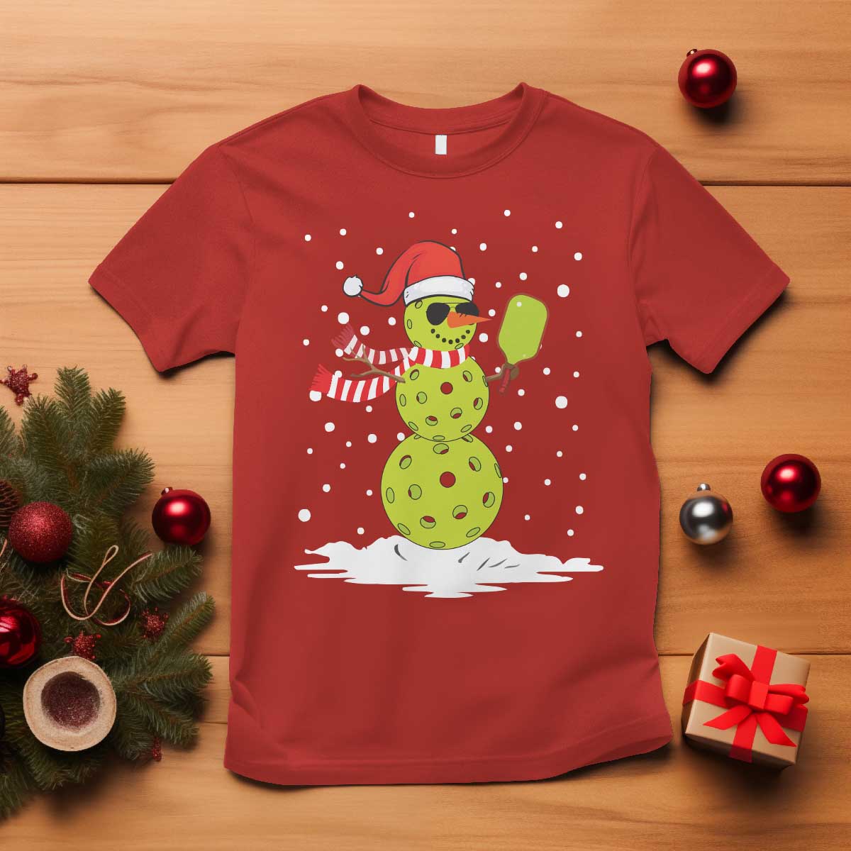 pickleball-christmas-t-shirt-santa-hat-snowman-xmas