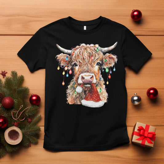 christmas-cow-t-shirt-highland-cow-lights-santa-hats-farm-xmas