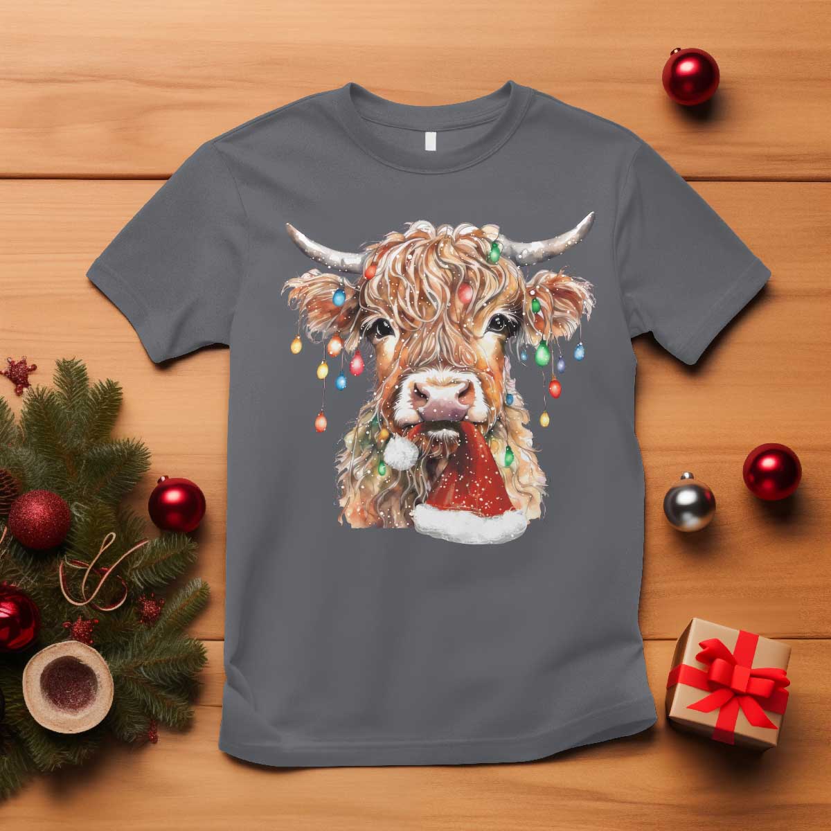 christmas-cow-t-shirt-highland-cow-lights-santa-hats-farm-xmas