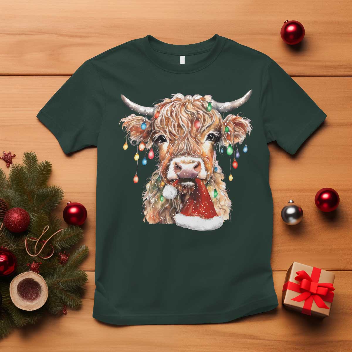 christmas-cow-t-shirt-highland-cow-lights-santa-hats-farm-xmas