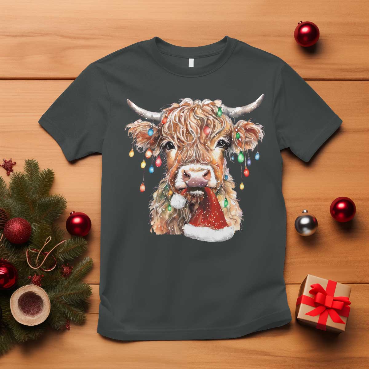 christmas-cow-t-shirt-highland-cow-lights-santa-hats-farm-xmas