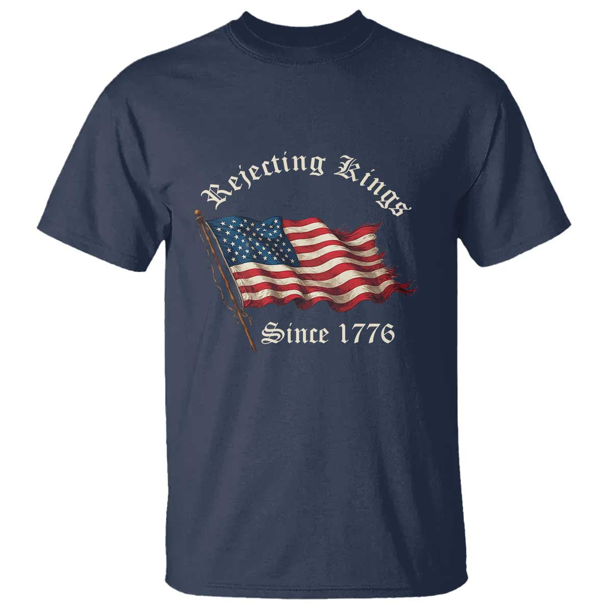 rejecting-kings-t-shirt-since-1776-no-kings-in-america-retro-us-flag