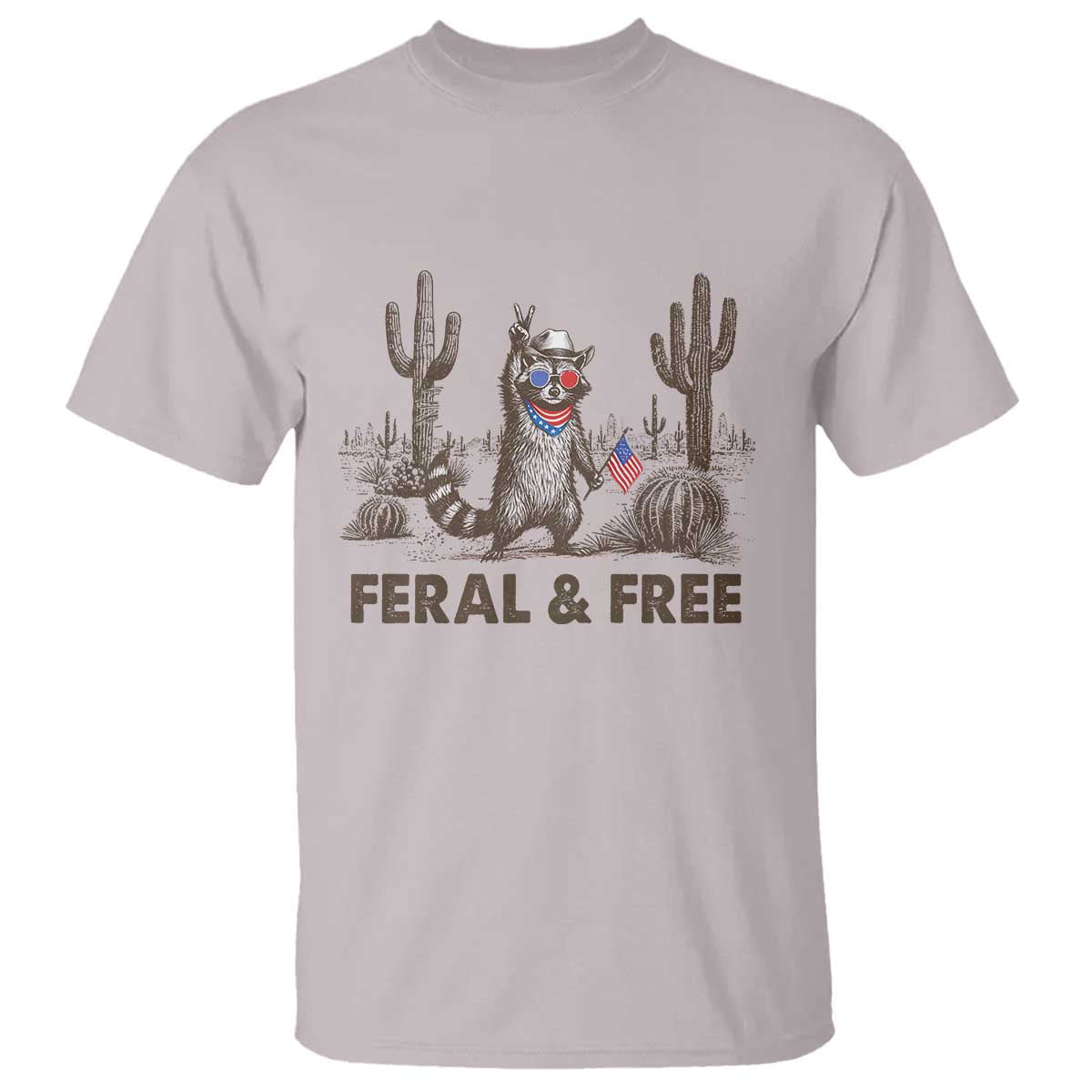 feral-free-raccoon-t-shirt-funny-4th-of-july-cowboy-meme-retro-independence-day