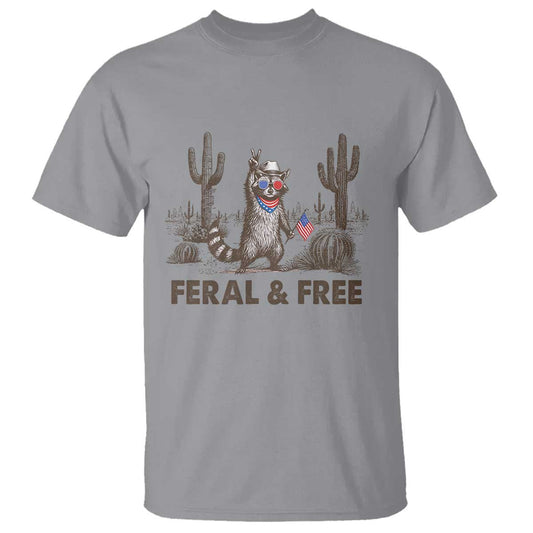 feral-free-raccoon-t-shirt-funny-4th-of-july-cowboy-meme-retro-independence-day