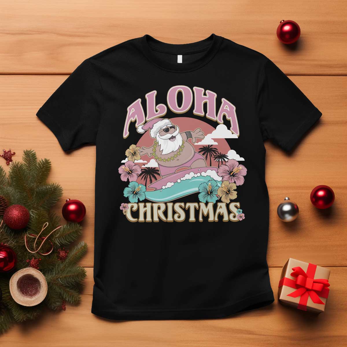 hawaii-christmas-t-shirt-surfing-santa-with-tattoos-aloha-christmas