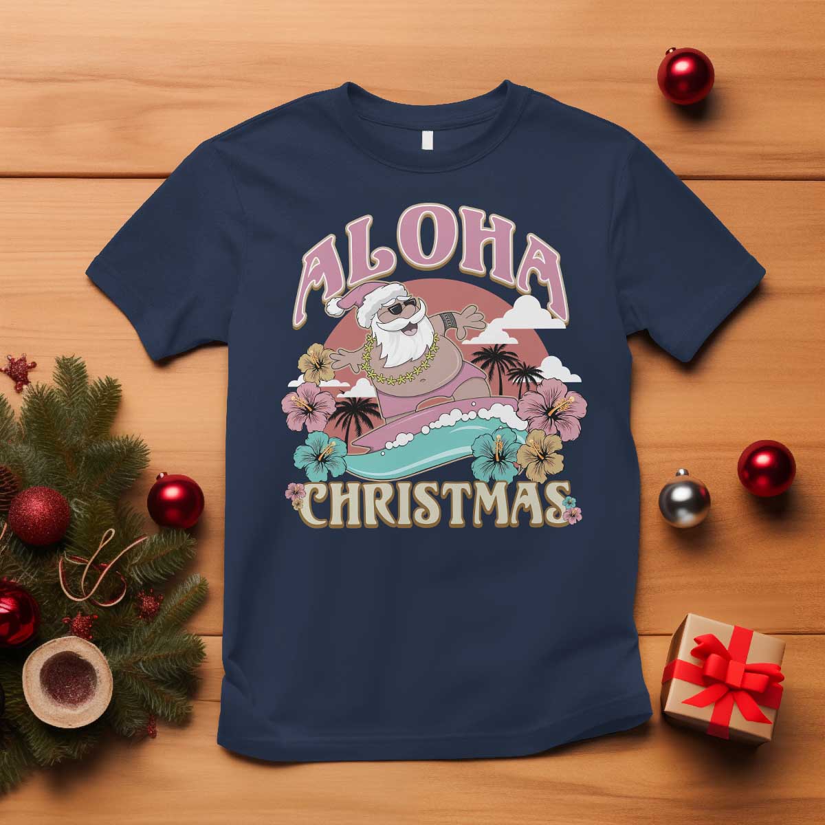hawaii-christmas-t-shirt-surfing-santa-with-tattoos-aloha-christmas