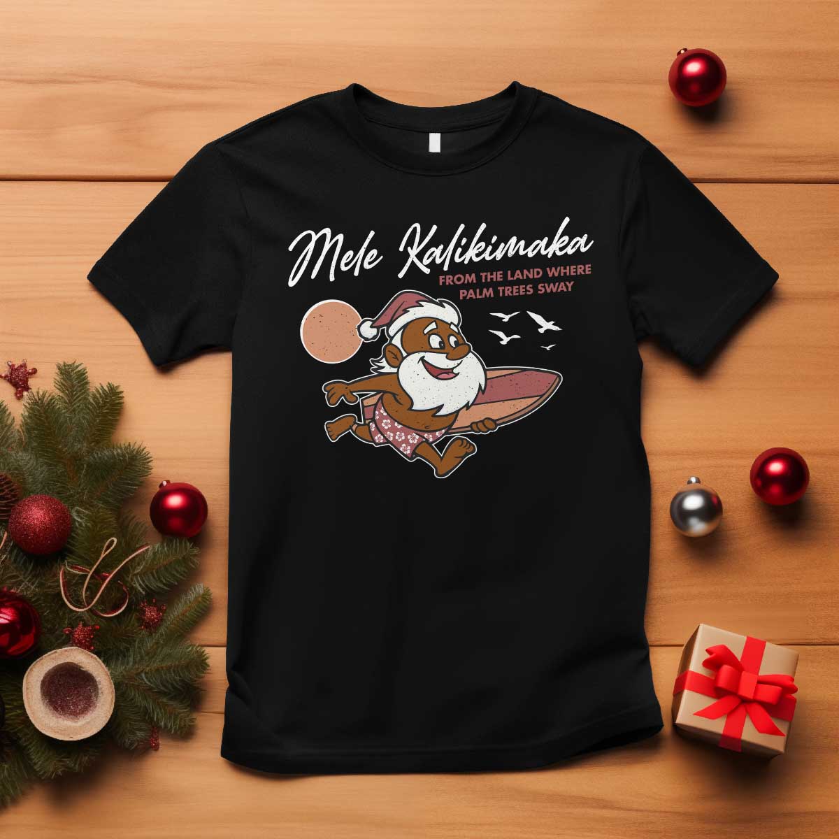 hawaii-christmas-t-shirt-beach-holiday-xmas-palm-tree-slay-santa
