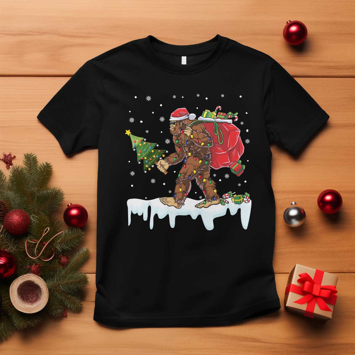 bigfoot-christmas-tree-lights-t-shirt-believe-xmas-sasquatch-lovers-funny