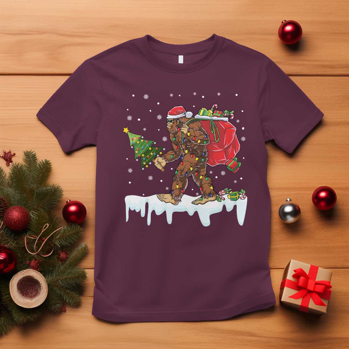 bigfoot-christmas-tree-lights-t-shirt-believe-xmas-sasquatch-lovers-funny