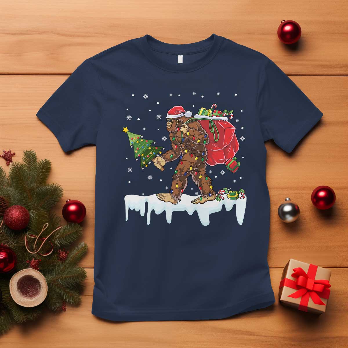 bigfoot-christmas-tree-lights-t-shirt-believe-xmas-sasquatch-lovers-funny