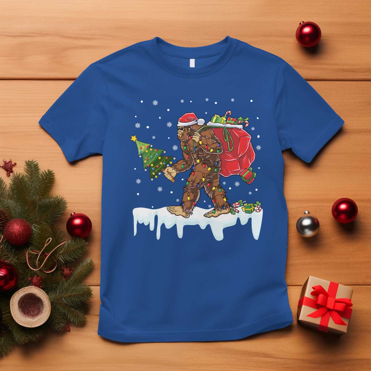 bigfoot-christmas-tree-lights-t-shirt-believe-xmas-sasquatch-lovers-funny