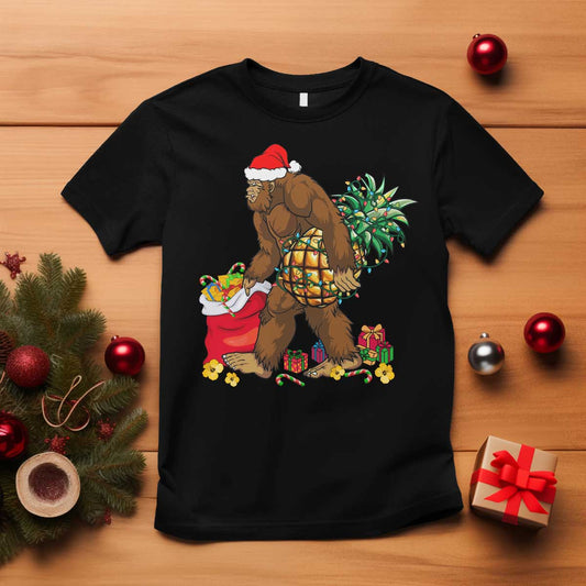 bigfoot-christmas-t-shirt-pineapple-tree-lights-funny-hawaiian-xmas-sasquatch-lovers