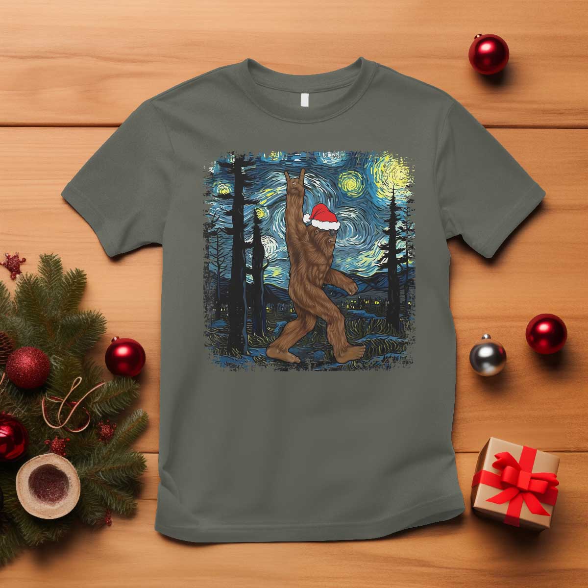 christmas-bigfoot-starry-night-t-shirt-sasquatch-santa-hat-sasquatch-van-gogh-sky-painting-art